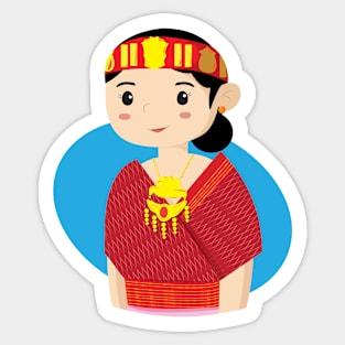 Medan Girl Indonesian Traditional cloth by xoalsohanifa Sticker